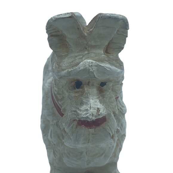 Vtg Burwood Scottish Terrier Dog Figurine White Red Collar Resin Composite - Picture 2 of 12